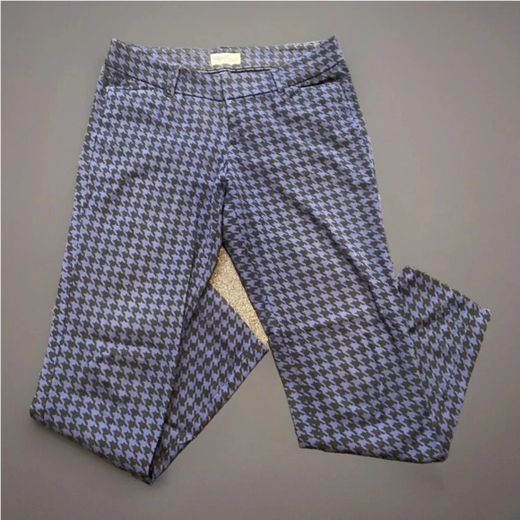 OLD NAVY size 2 Black & Royal Blue houndstooth PIXIE crop pants Stretch - Picture 1 of 11